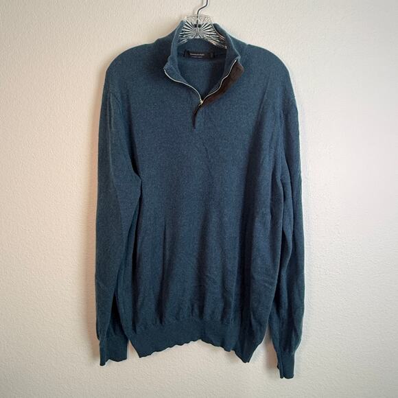 Ermenegildo Zegna Navy Premium Cashmere Fisherman's Sweater 1/4 Zip $1295 - Picture 1 of 9